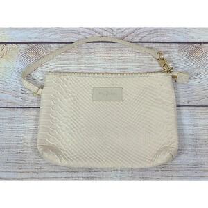 Cole Haan Small Cream Handbag Wristlet Purse Wrist Strap Snakeskin Texture